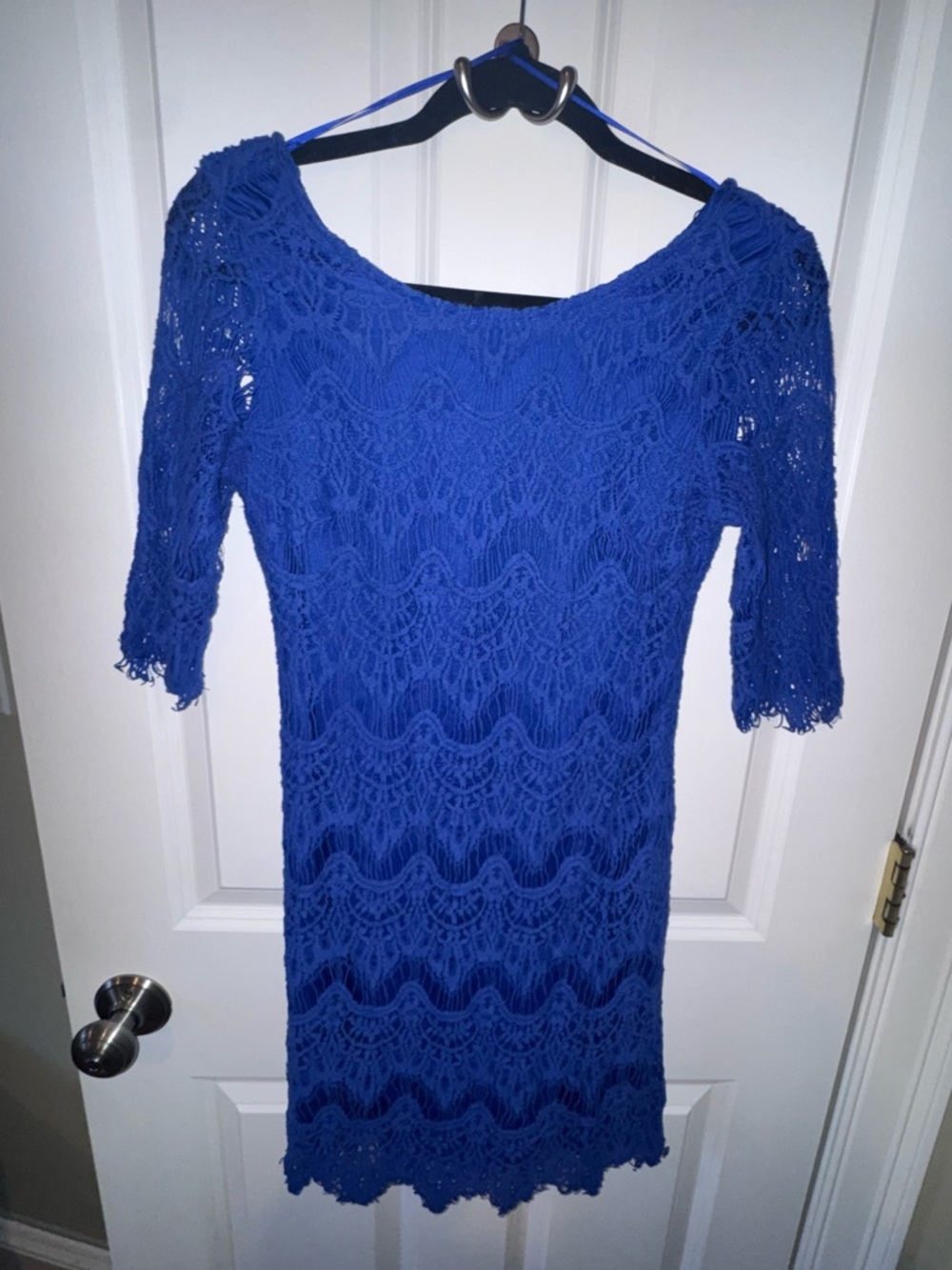 Blue Lace Long Midi Dress- medium